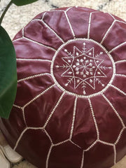 Load image into Gallery viewer, Moroccan Pouf Leather Pouf Ottoman Pouf Moroccan home decor boho moroccan kilim berber pouf ottoman footstool handmade-brown #5 - AUALIRUG
