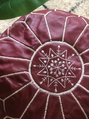 Load image into Gallery viewer, Moroccan Pouf Leather Pouf Ottoman Pouf Moroccan home decor boho moroccan kilim berber pouf ottoman footstool handmade-brown #5 - AUALIRUG
