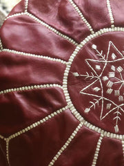 Load image into Gallery viewer, Moroccan Pouf Leather Pouf Ottoman Pouf Moroccan home decor boho moroccan kilim berber pouf ottoman footstool handmade-brown #5 - AUALIRUG
