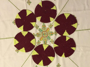 Moroccan set of woolen placemat handmade from 6 to 4 - AUALIRUG