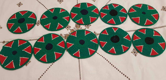 Moroccan Handmade Wool Placemat Set of 10 #  17 - AUALIRUG
