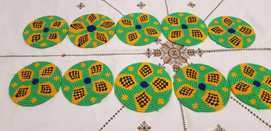 Moroccan Handmade Wool Placemat Set of 10 #  22 - AUALIRUG
