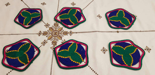 Moroccan Handmade Wool Placemat Set of 6 #  27 - AUALIRUG