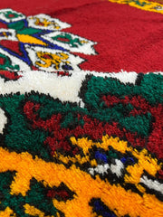 Load image into Gallery viewer, Fluffy Azilal Rug - Old Berber Rug - Hallway Rug - Antique Berber Carpet - Hand Knotted Rug - Solid Rug - Authentic Rug - Colorful Rug
