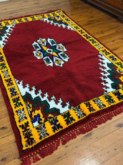 Load image into Gallery viewer, Fluffy Azilal Rug - Old Berber Rug - Hallway Rug - Antique Berber Carpet - Hand Knotted Rug - Solid Rug - Authentic Rug - Colorful Rug
