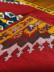 Load image into Gallery viewer, Fluffy Azilal Rug - Old Berber Rug - Hallway Rug - Antique Berber Carpet - Hand Knotted Rug - Solid Rug - Authentic Rug - Colorful Rug
