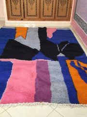 Load image into Gallery viewer, Bajaad Rug - Moroccan Rug Pink Rug Blue Rug - Amazing Multicolored Rug - Wool Carpet Australia - Modern Rug - Pakistani Rug - Colorful rug
