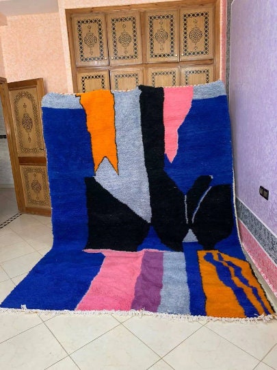 Bajaad Rug - Moroccan Rug Pink Rug Blue Rug - Amazing Multicolored Rug - Wool Carpet Australia - Modern Rug - Pakistani Rug - Colorful rug