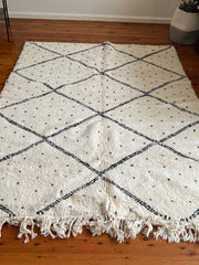 Load image into Gallery viewer, Moroccan Rug Hand Knotted - Beni Ourain Rug - All Wool Berber Rug - Custom Rug - Handmade Rug - White &amp; Black Area Rug - Genuine Lamb Wool
