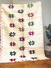 Load image into Gallery viewer, Amazing Multicolored Rug - Moroccan Handmade Rug - White Rug with Star - Checkerboard Rug - Handmade Wool Carpet - Chic Rug - Handwoven Rug
