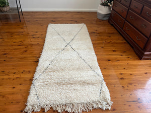 Contemporary abstract rug - Beni Ourain Rug - Custom fabulous Boujad Rug - White and Black Long Rug - Long Berber Carpet - Tribal Wool Rug