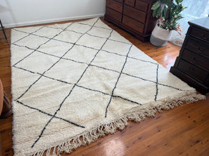 Home Art living Room rug - Carpet Handmade by Berber Women - Rug in Austalia - Bohemian Rug - Hand Knotted Rug - Black White Custom Rug