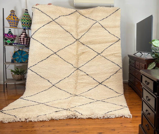Beni ourain rug - Moroccan Berber rug - rug in Australia - soft rug - Wool rug - Hand woven rug - All wool Berber rug - Solid rug