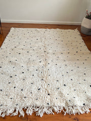 Load image into Gallery viewer, Beni Ourain Style Full Wool Rug - Moroccan Rug - Black Dot Berber Carpet - Handmade Rug - Decorative Rug - Traditional Moroccan Rug
