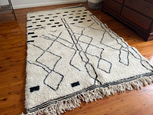 Large Beni Ourain Rug - Authentic Moroccan Rug - Oriental Rug - Antique Rug - Handmade Rug - Berber Rug - Black White Carpet - bohemian rug