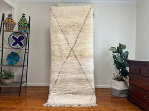 Contemporary abstract rug - Beni Ourain Rug - Custom fabulous Boujad Rug - White and Black Long Rug - Long Berber Carpet - Tribal Wool Rug