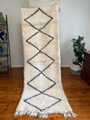 Beni Ourain Runner Rug - Moroccan Runner - Custom Hallway Rug Runner - White and Black Long Runner - Hand woven rug - Farmhouse decor| 276cm X 95cm In Stock