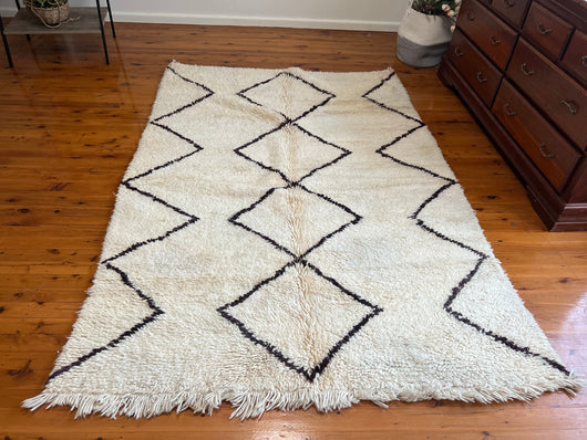 Moroccan Rug - Beni Ourain Rug - Shag wool Berber Rug - Handmade Wool Rug - Contemporary Rug Hand Knotted Rug-Custom Size Rug - Floor rug