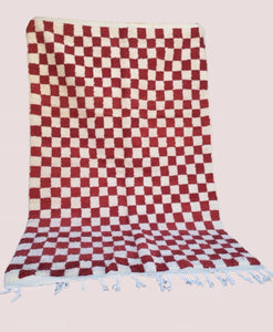 Bohemian Checkered Rug - Handmade Carpet Moroccan - Hallway Area Rug  - Shaggy Carpet - Checkerboard Runner - Wool Rug - Berber Rug