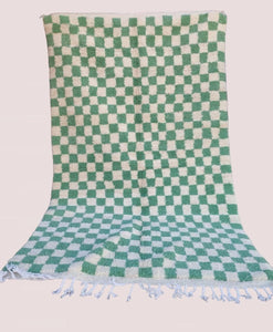 Bohemian Checkered Rug - Handmade Carpet Moroccan - Hallway Area Rug  - Shaggy Carpet - Checkerboard Runner - Wool Rug - Berber Rug