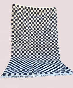 Bohemian Checkered Rug - Handmade Carpet Moroccan - Hallway Area Rug  - Shaggy Carpet - Checkerboard Runner - Wool Rug - Berber Rug