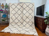 Moroccan Berber Rug - Custom Handmade Rug - Berber White And Black Carpet - Long Berber Carpet In Stock - Tribal Wool Rug|  294cm X 204cm In Stock