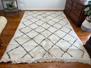 Moroccan Berber Rug - Custom Handmade Rug - Berber White And Black Carpet - Long Berber Carpet In Stock - Tribal Wool Rug