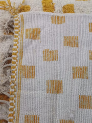 Load image into Gallery viewer, Traditional Design, Moroccan gold rugs, check area rugs, checkered gold rugs, Custom Beni Ourain Rugs, Authentic Craftsmanship
