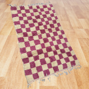 pink Checkered Moroccan custom Rug, Handcrafted Moroccan Berber Rug, Home Decor Rug, Berber Soft Wool Carpet