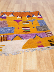 Load image into Gallery viewer, yellow Wool handmade rug, Moroccan vintage rug, Moroccan Tuareg rug style, bohemian tribal luxurious rug
