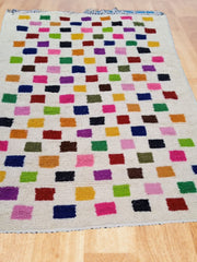 Load image into Gallery viewer, handmade colorful checkered Rug, Wool Berber carpet, morocco rugs, custom Morrocan rug
