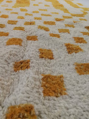 Load image into Gallery viewer, Traditional Design, Moroccan gold rugs, check area rugs, checkered gold rugs, Custom Beni Ourain Rugs, Authentic Craftsmanship
