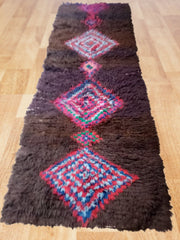 Load image into Gallery viewer, black bouchrouite rugs, tribal colorful bouchrouit rugs, vintage runner rugs, carpet boucherouite
