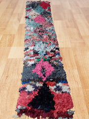 Load image into Gallery viewer, Bouchrouite rug aesthetic, handwoven multi-color rug, antique tapis flowers, mid-century area rug
