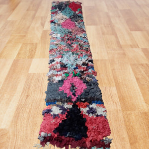 Bouchrouite rug aesthetic, handwoven multi-color rug, antique tapis flowers, mid-century area rug