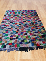 Load image into Gallery viewer, Bouchrouite antique rug, checkered colored rug, handmade custom carpet, decorative rug
