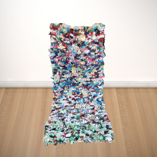 Colorful Tales: Vintage Berber Bouchouite Carpet - Moroccan Artistry Unveiled