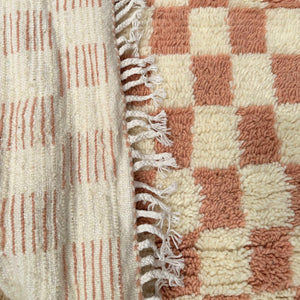 Handmade rug for indoor, custom made moroccan rug, Custom made Checkered Area rug, Orange and white squares rug