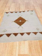 Load image into Gallery viewer, Moroccan white and brown area rug, minimalist engraved Berber rug
