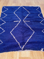 Load image into Gallery viewer, Custom design Moroccan blue rug, Handmade  rug, Plain Wool rug, Bedroom Carpet, Livingroom Carpet
