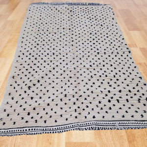 White Berber Rug with a Black pattern, White and Black Area Rug, Abstract Black and White Rug