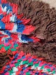 Load image into Gallery viewer, black bouchrouite rugs, tribal colorful bouchrouit rugs, vintage runner rugs, carpet boucherouite
