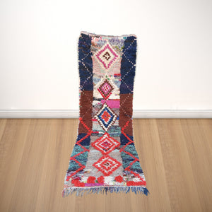 Rustic Chic: Handcrafted Berber Vintage Bouchouite Rug - A True Vintage Gem